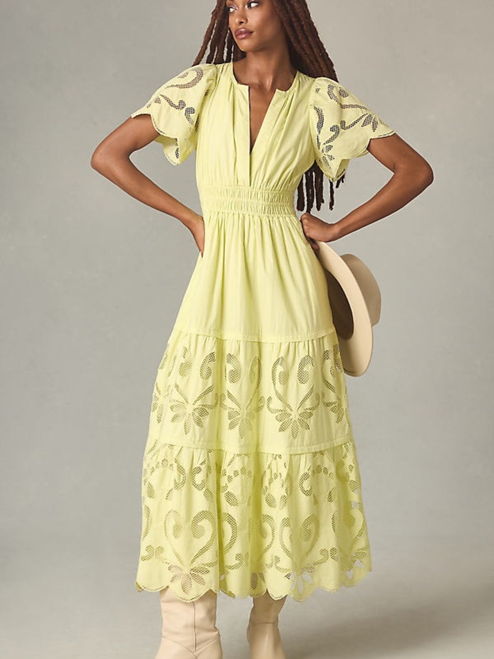 Anthropologie The Somerset Maxi Dress: Cutwork Edition In Green - XL